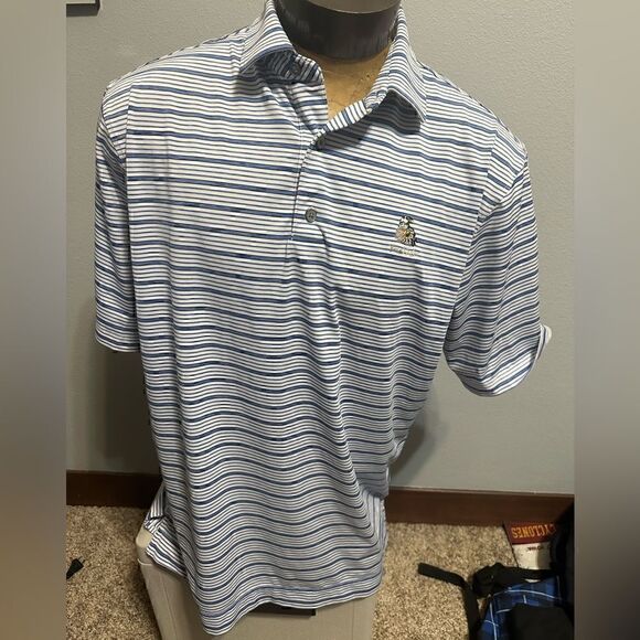 FootJoy Mens XL Twin Eagles Striped Short Sleeve Polo - Picture 1 of 8
